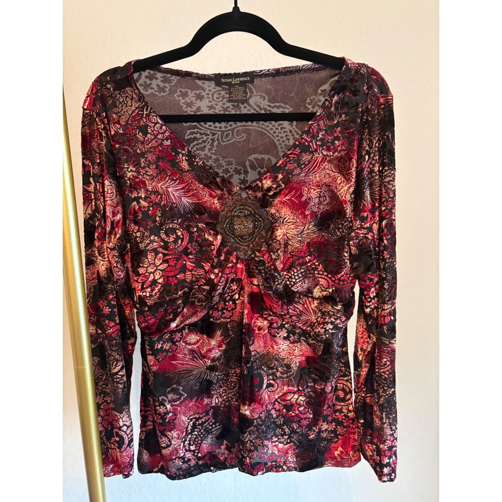 Y2K Babydoll Floral Paisley Top PL Whimsigoth Dark Romantic Fairy Grunge Fall